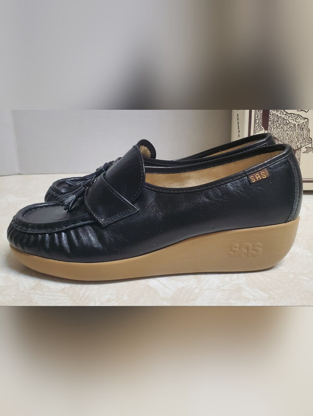 SAS Black Leather Magic Walking Loafer USA - Picture 2 of 5